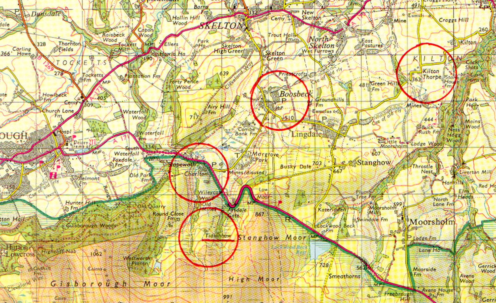 A map with red circles
Description automatically generated